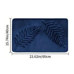 tapis sol mousse mémoire forme bleu marine gris vert feuilles palmier relief moderne large