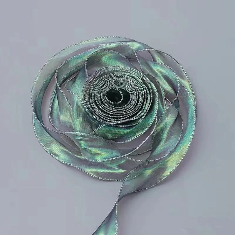 ruban organza holographique moderne blanc rose violet bleu orange 10 yards translucide