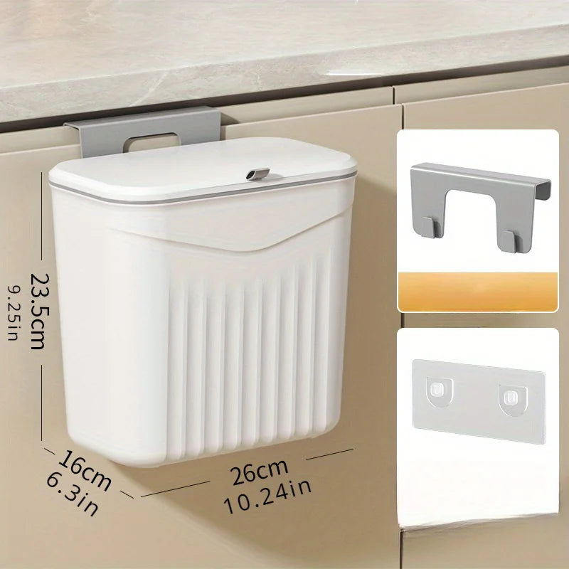 poubelle murale moderne blanc rayures verticales clips poignée rangement porte armoire cuisine salle bain