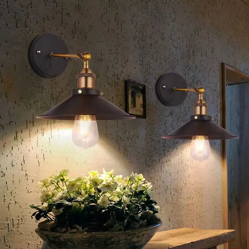 lampe murale industrielle noir ampoule filament éclairage quotidien cuisine chambre mat doré fixée mur