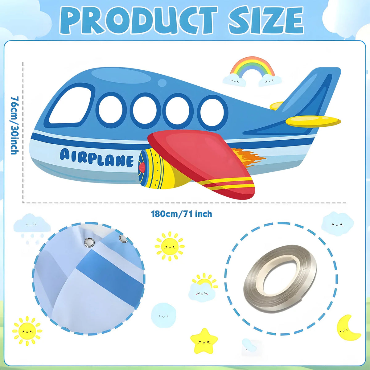 cadre photo avion enfant anniversaire décoration fête cartoon bleu gris