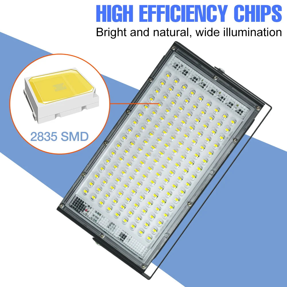 projecteur led extérieur ip65 blanc moderne câbles alimentation 220v 100w 200w 50w
