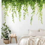 décoration murale sticker feuilles vigne vert naturel bohème branches autocollantintérieur