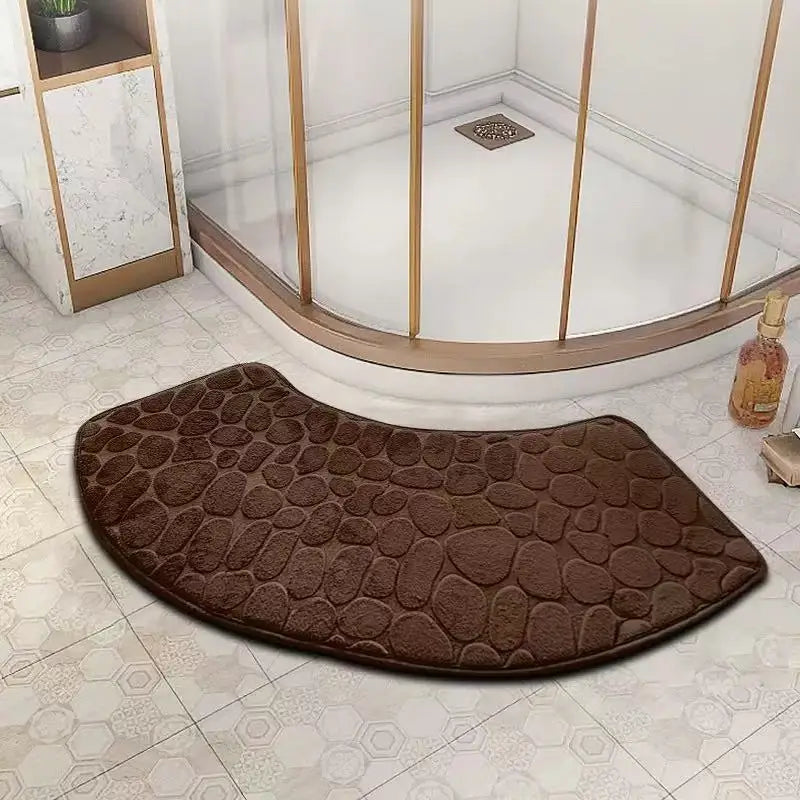 tapis bain gris clair motif galets moderne absorbant antidérapant respectueux environnement