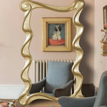miroir moderne ondulé cadre doré grande taille suspension chambre décoration intérieure accessoires maison