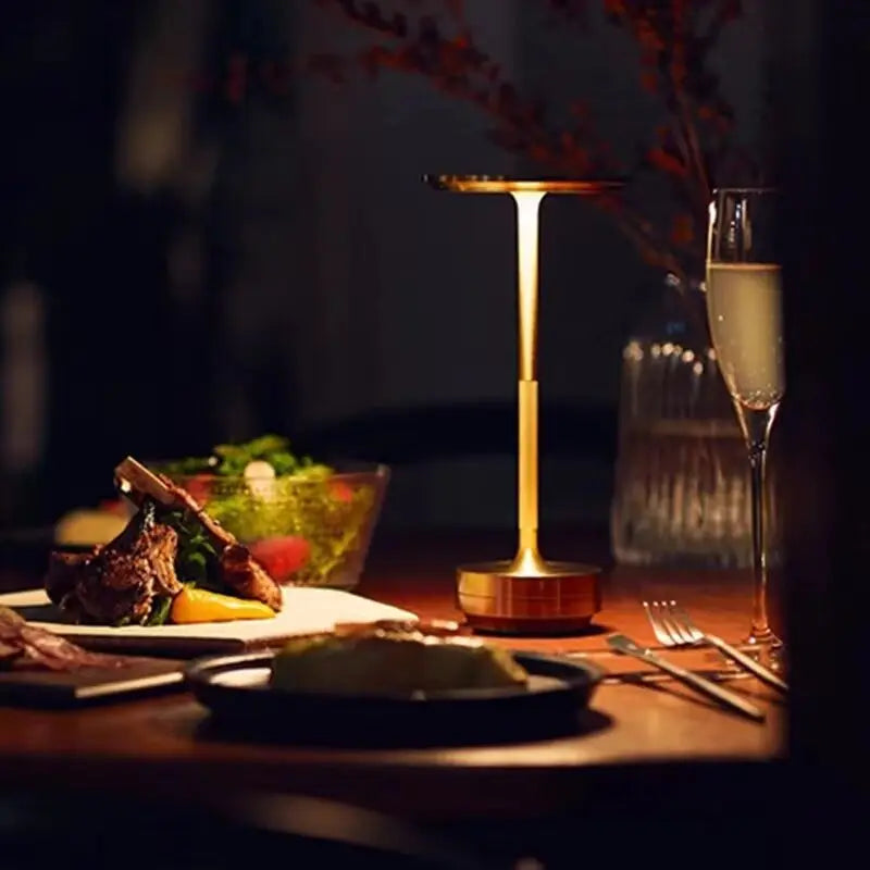 lampe table or noir led rechargeable tactile intensité variable moderne portable