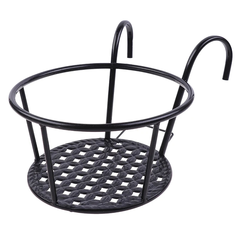 support fleurs moderne noir marron blanc grille métal crochetsextérieur balcon garde corps