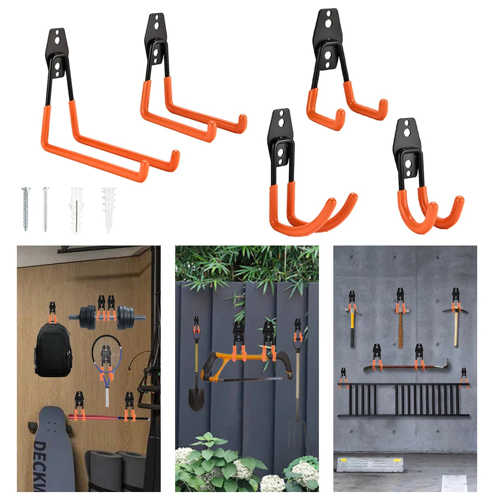 crochet mural robuste noir orange moderne utilisation multiple garage organisation outils jardinSuspension