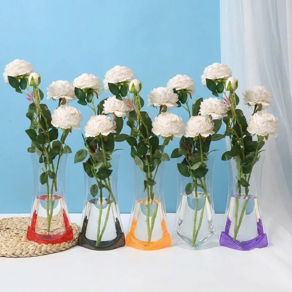 vases pliables transparents modernes rouge gris orange violet 24cm 14.5cm