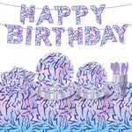 assiettes papier violet serviettes napkins gobelets plastique party purple hunter decorations anniversaire festifs moderne