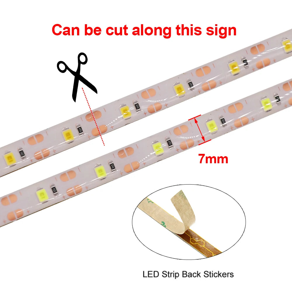 Détail du ruban LED flexible avec piles AA installées
