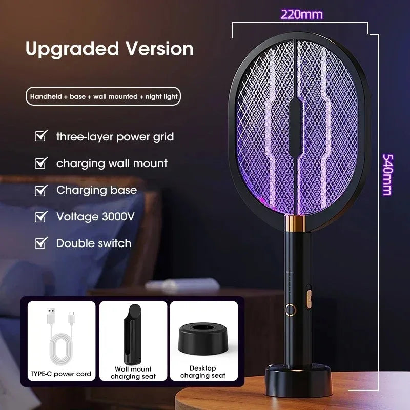 piège moustiques électrique moderne noir or uv transparent base support mural rechargeable usb