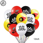 ensemble décoration anniversaire voiture course assiettes gobelets bannière table runner ballon géant papier