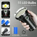 lampe torche rechargeable led noire robuste camping outdoor 55led 50w