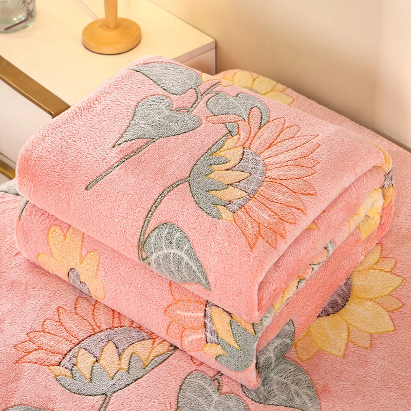 couverture polaire fleur rose printemps automne portable qualité hospitalière hôtelière voyage maison