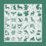 stencils animaux stylisés vert minimaliste adhésifs 10cm set décoration peinture mur chambre enfants