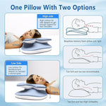 oreiller ergonomique soie glacée mousse mémoire forme soulagement cou patchwork bleu jaune blanc moderne