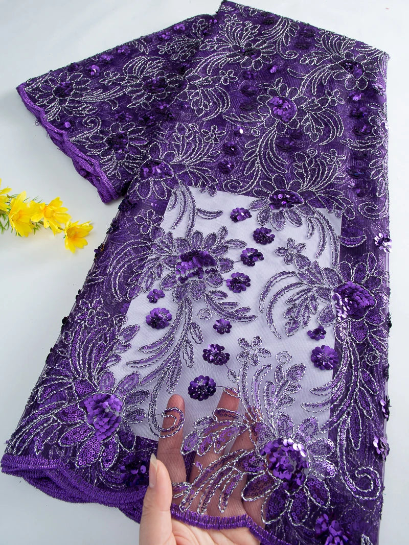 tissu polyester floral pailleté orange doré bleu vert translucide brodé party wedding prom dress