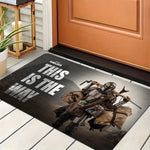 tapis sol antidérapant polyester Mandalorian noir gris entrée maison salle bain chambre moderne