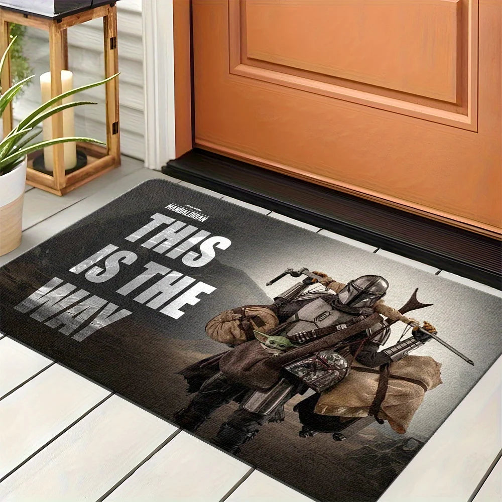 tapis sol antidérapant polyester Mandalorian noir gris entrée maison salle bain chambre moderne