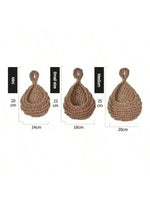 paniers suspendus tissu crocheté beiges rustiques respectueux environnement anneaux métalliques multifonctionnels rangement cuisine decoration