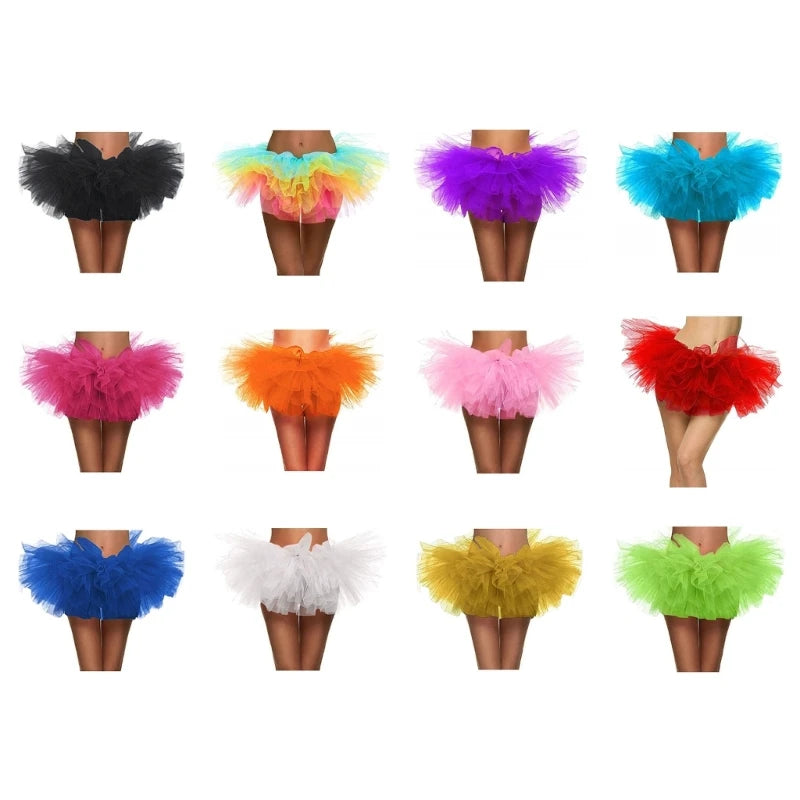 Jupe tutu tulle opaque classique multicolore adulte princesse plissée mini dài dessus genou