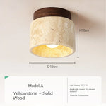 lampe moderne pierre bois beige brun ampoule E27 texture naturelle fixée surface chambre salon