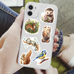 stickers animaux forêt multicolores aquarelle adhésifs imperméables usage unique pc eau carnet notes modernes