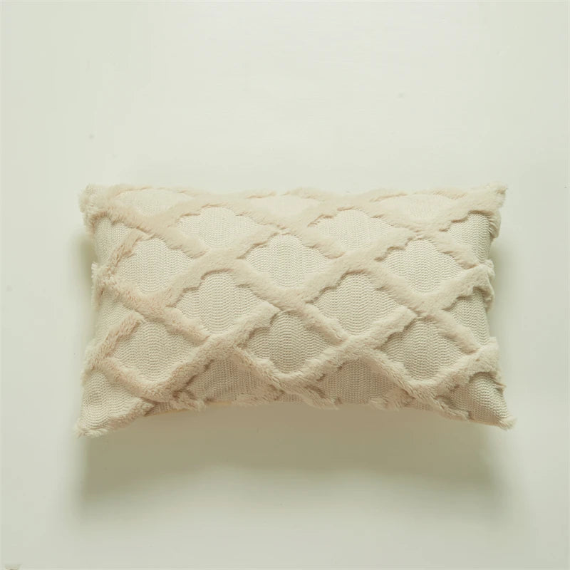 housse coussin peluche géométrique rose beige moderne 30x50cm canapé chambre voiture