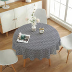 nappe table ronde motif géométrique moderne jaune gris bleu vert blanc décoration maison