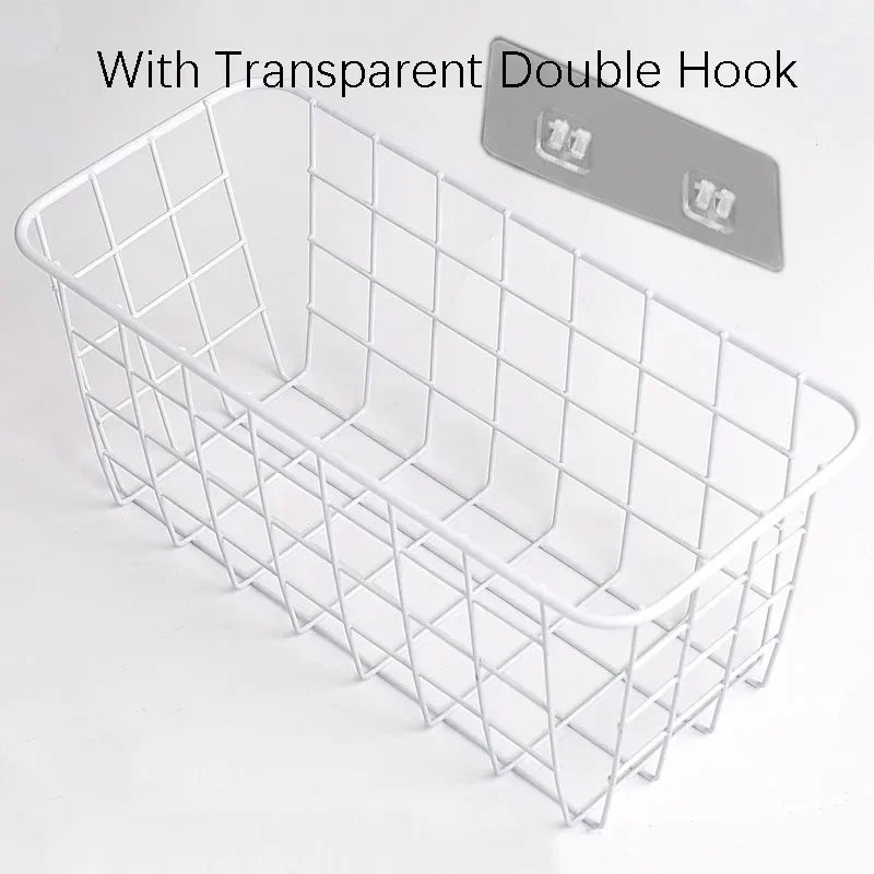 panier métallique noir grille minimaliste clips rangement cuisine chambre
