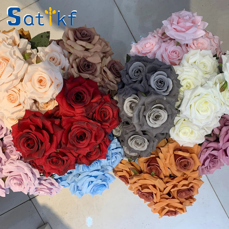 lot têtes roses artificielles fleurs soie bouquet mariage décoration maison