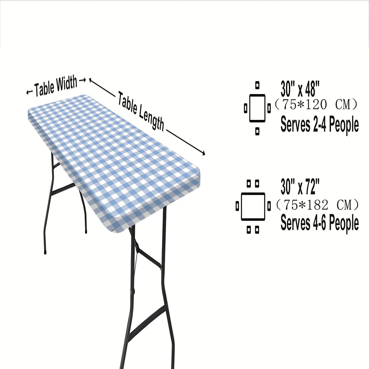 nappe table pliante carreaux diagonaux bleu clair blanc jaune rouge moderne pratique clips métalliques