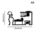 autocollant mural minimaliste noir silhouettes personnages cuisine toilettes abstrait chambre cuisine salle bain
