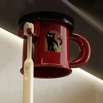 tasse imprimée léopard animal oiseaux texte classique verte rouge beige fixée brosse dentifrice