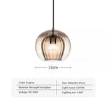 suspension lumineuse moderne cognac clair gris transparent rayures verticales ampoule g9 5w chaîne métallique