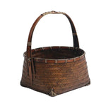 panier rangement tissé bambou marron traditionnel poignée bois rangement pique niqueextérieur thé