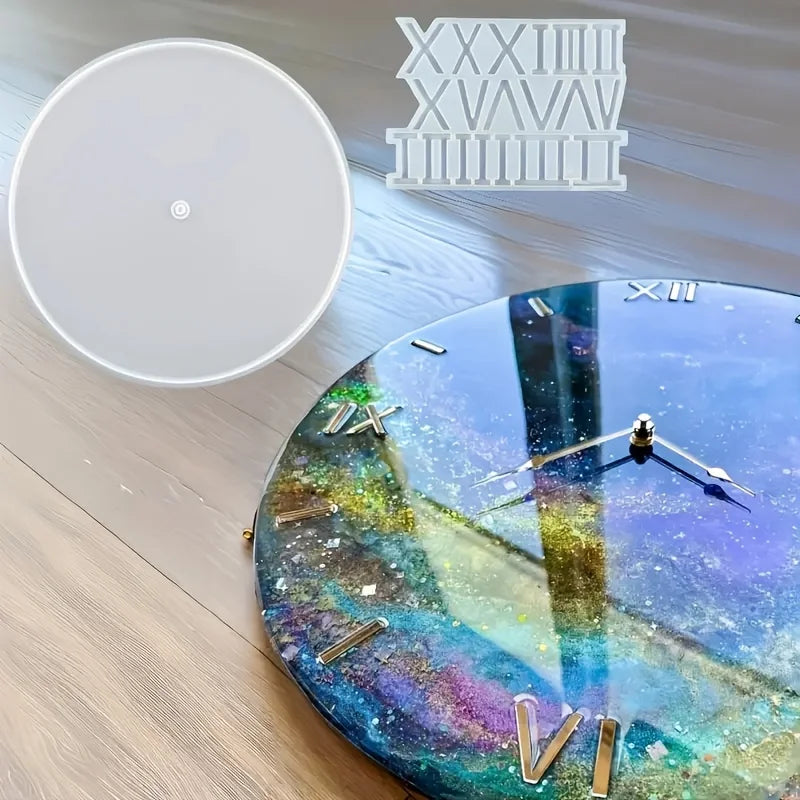 moule silicone horloge murale décoration maison motifs abstraits sable coquillages incrustés résine contemporaine artisanat