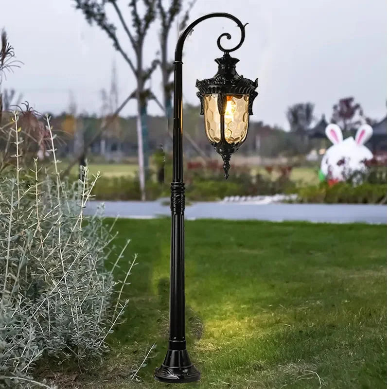 lampe jardin classique ornements sculptés opale noir extérieure ip65 led éclairage public base solide