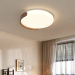 lampe moderne blanc bois naturel rond sans ombre semi encastré led dimmable