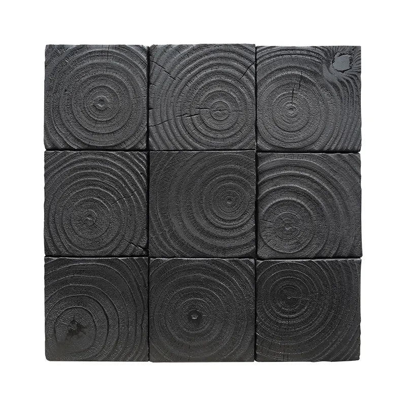 carreaux decoratifs bois anneau pin noirs rustiques modernes mur naturels 3d