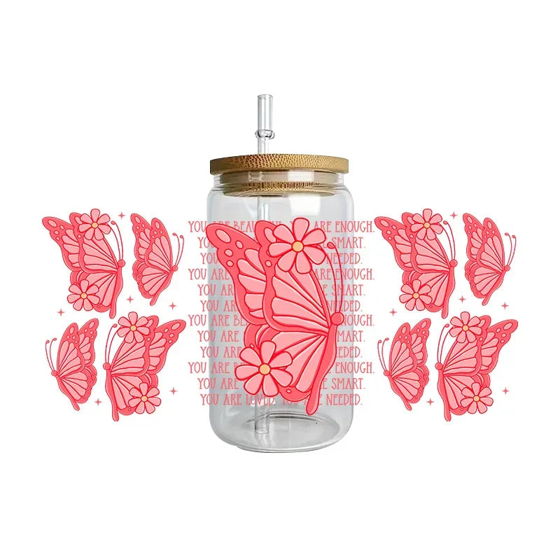 autocollants papillons fleurs tasse imperméable adhésif floral transparent amerique bricolage