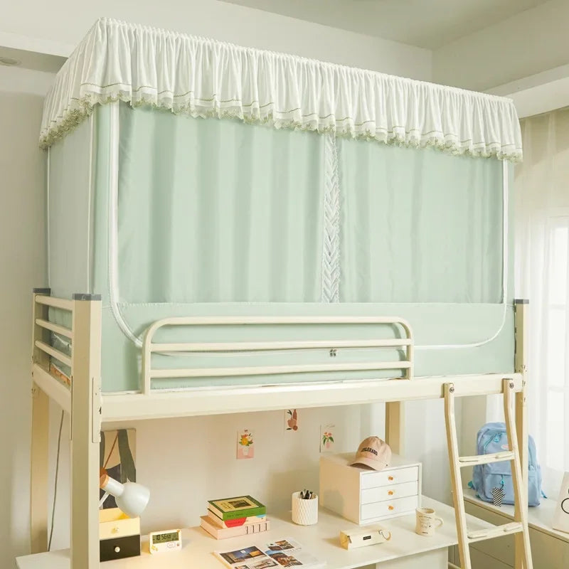 lit mezzanine moustiquaire vert pastel polyester plié anti moustiques extérieur campement moderne douillet uni