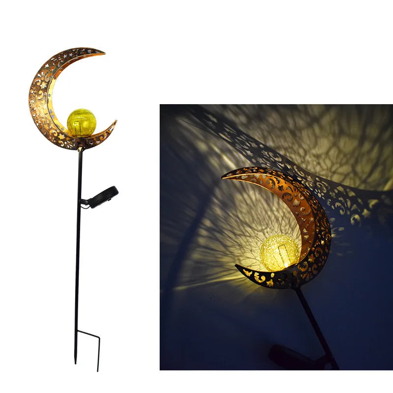 lumière solaire or artisanale étoiles motifs floraux oiseau jardin décoration extérieure