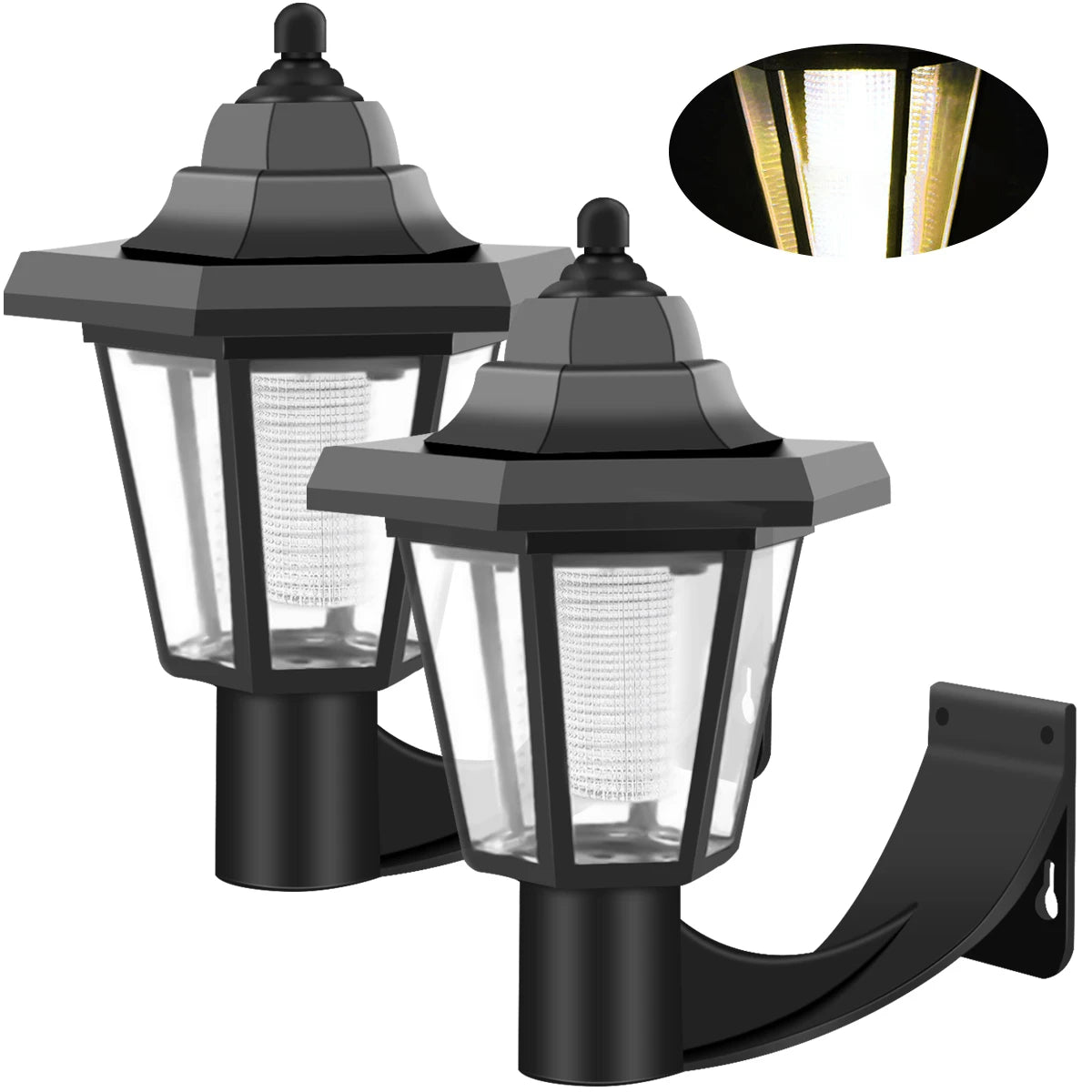 lampe murale led solaire noire hexagonale transparente classique extérieur automatique pièces