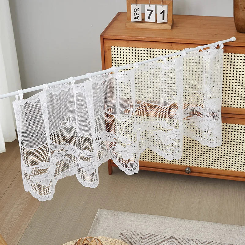 rideau blanc dentelle fleurs transparent classique romantique bordure dentelée polyester fenêtre chambre salon