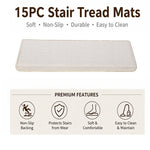 tapis d'escalier moderne antidérapant 15 pièces adhésif beige clair texture tissée polyester