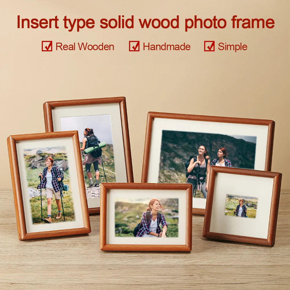 cadre photo bois naturel classique minimaliste 10x10cm 16.6x11.6cm 19.2x14.2cm 21.7x16.7cm marron clair
