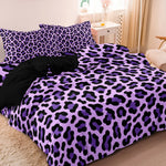ensemble literie imprimé léopard violet noir moderne taies d'oreiller housse couette twin full queen