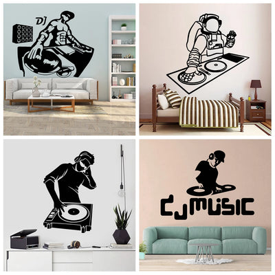 Sticker mural DJ avion en vinyle mat pour salon